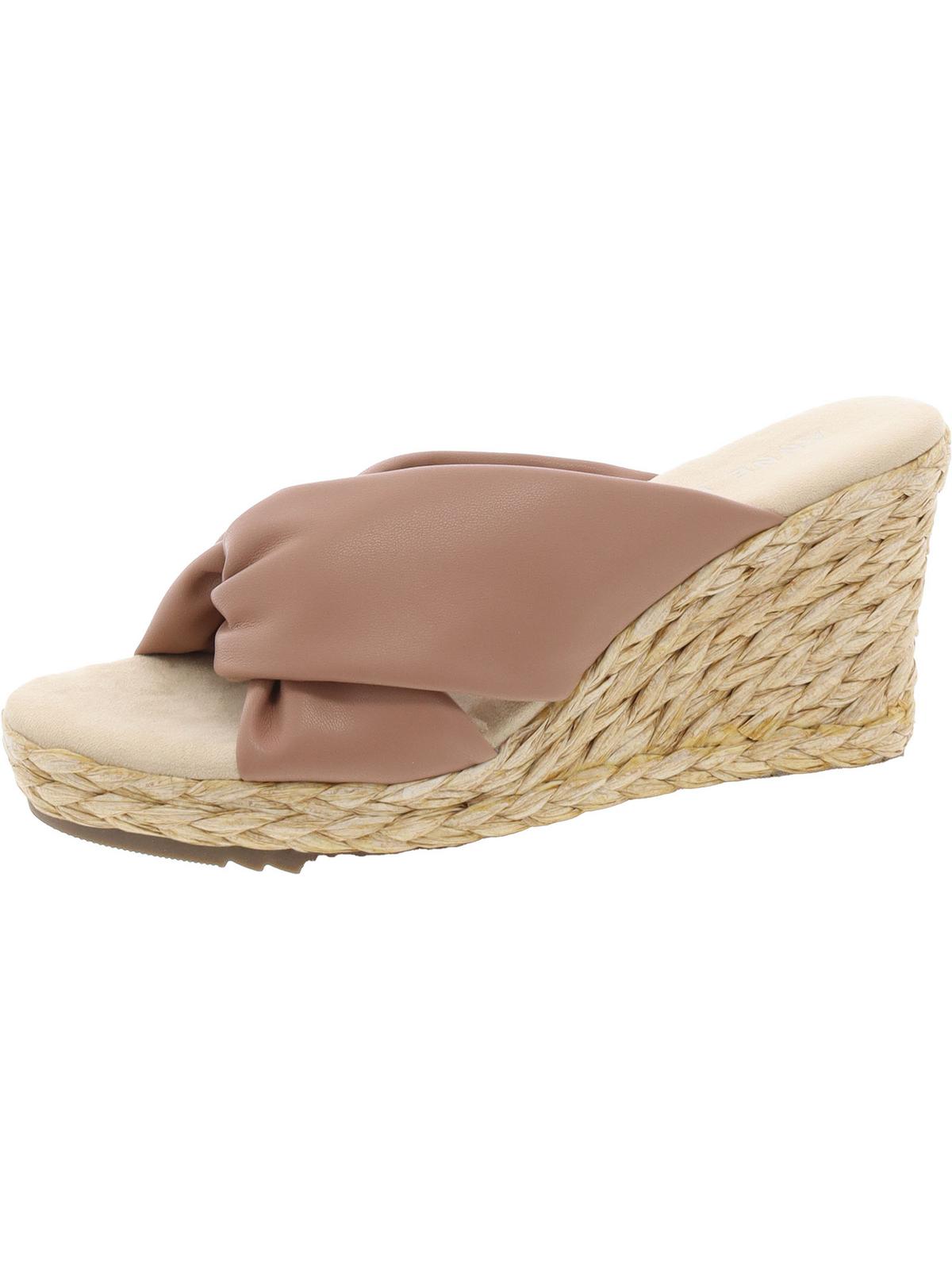 Anne Klein Womens Weslie Slip on Open Toe Wedge Sandals
